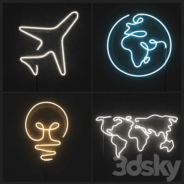 Neon light. Set 2 3D Model