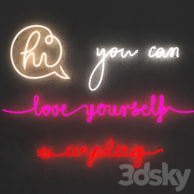 Neon light. Set 5 3D Model