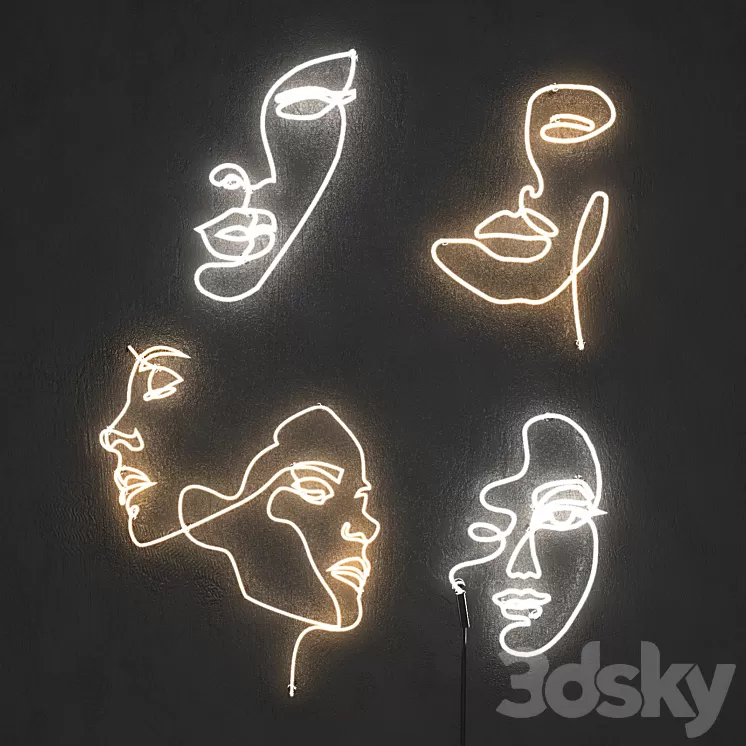 Neon light. Set 7 3D Model Neon light. Set 7 3D Model