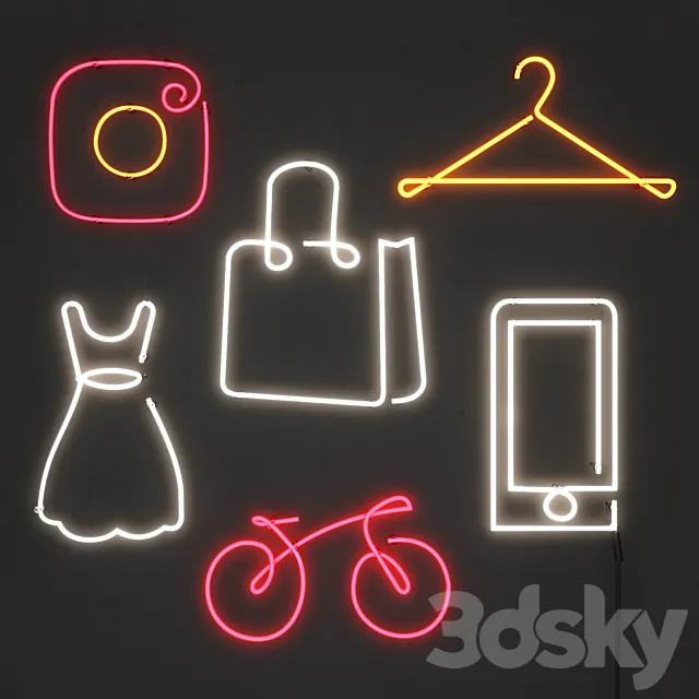 Neon light. Set 9 3DModel