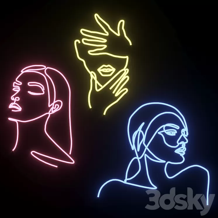 Neon Set 01 Woman 3D Model Neon Set 01 Woman 3D Model