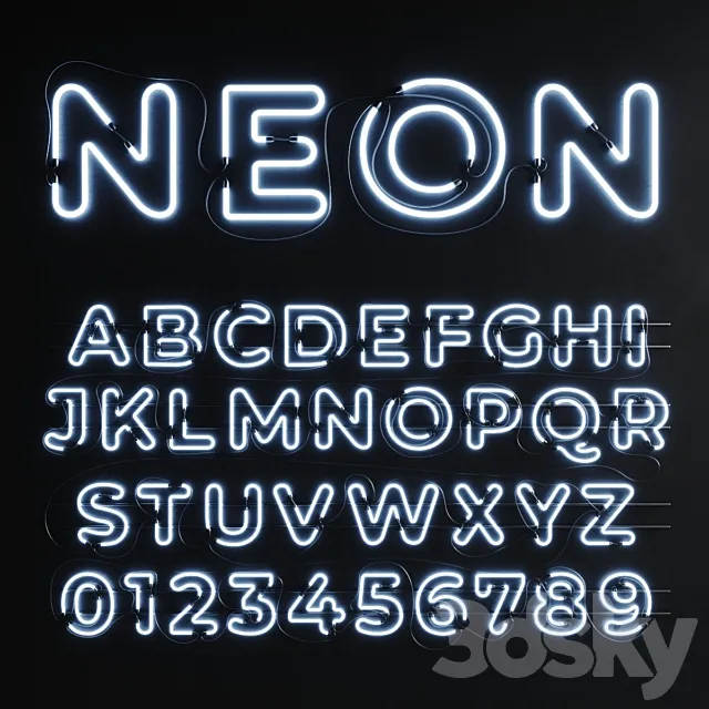 Neon Set 012 Neon Alphabet 3D Model