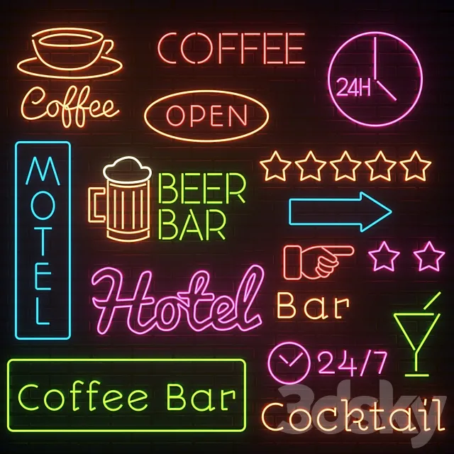 Neon set 03 3D Model