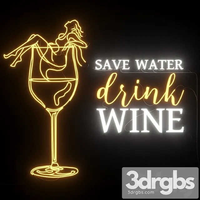 Neon Set 06 Wine Bar 1 3D Model Download