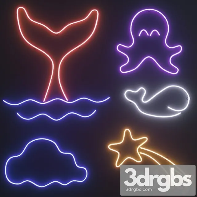 Neon set 4 3D Model Download