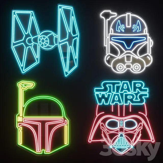 Neon Set 45 3D Model Neon Set 45 3D Model