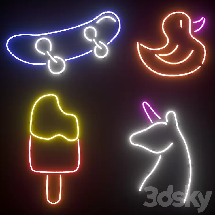 Neon Set 9 3D Model Neon Set 9 3D Model