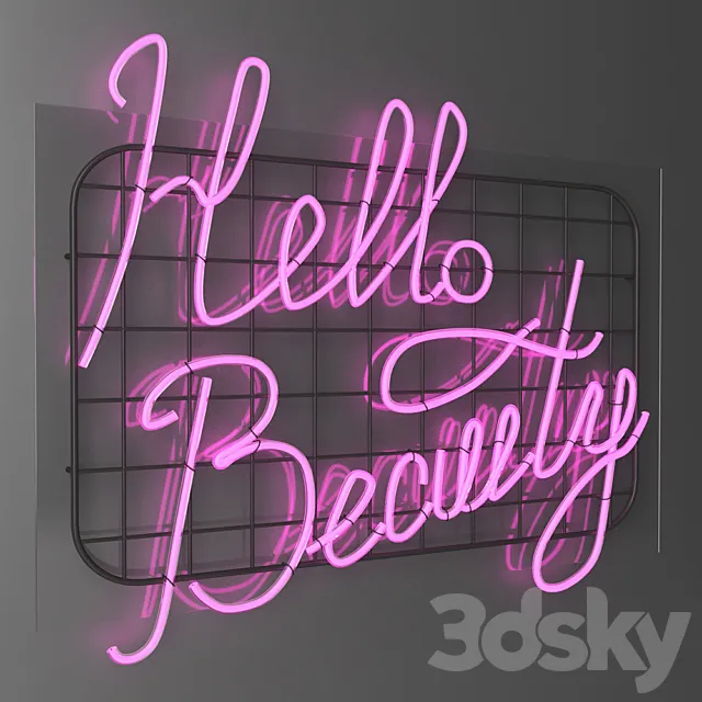 Neon sign – Hello beauty 3D Model