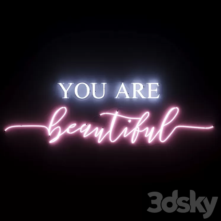 Neon Text 05 You Are Beautiful 3D Model Neon Text 05 You Are Beautiful 3D Model