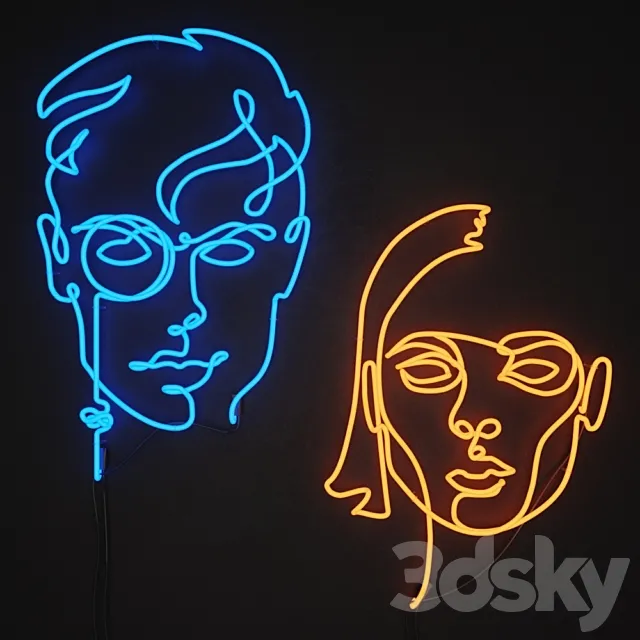 neon_set_01 man & woman 3D Model