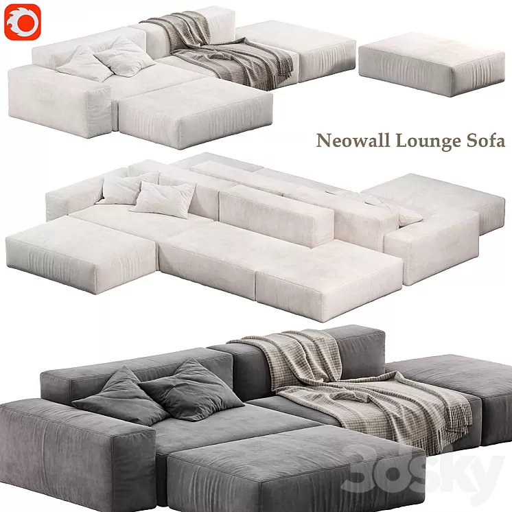Neowall Lounge Sofa N2 by livingdivani 3D Model Free Download