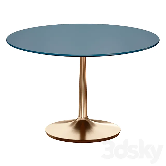Nero 48 “Blue Lacquer Dining Table with Brass Base (Crate and Barrel) 3D Model Nero 48 “Blue Lacquer Dining Table with Brass Base (Crate and Barrel) 3D Model