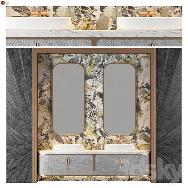 Nero Antico Bathroom 3D Model Nero Antico Bathroom 3D Model