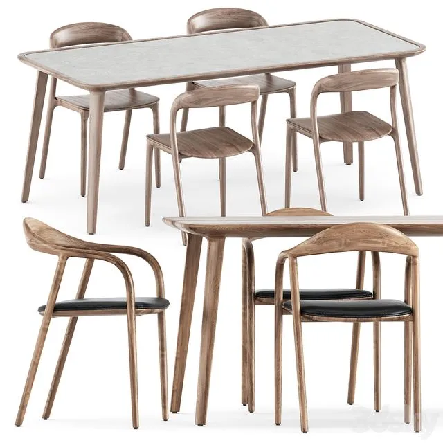 Neva chairs and Kalota table by Artisan 3D Model Neva chairs and Kalota table by Artisan 3D Model
