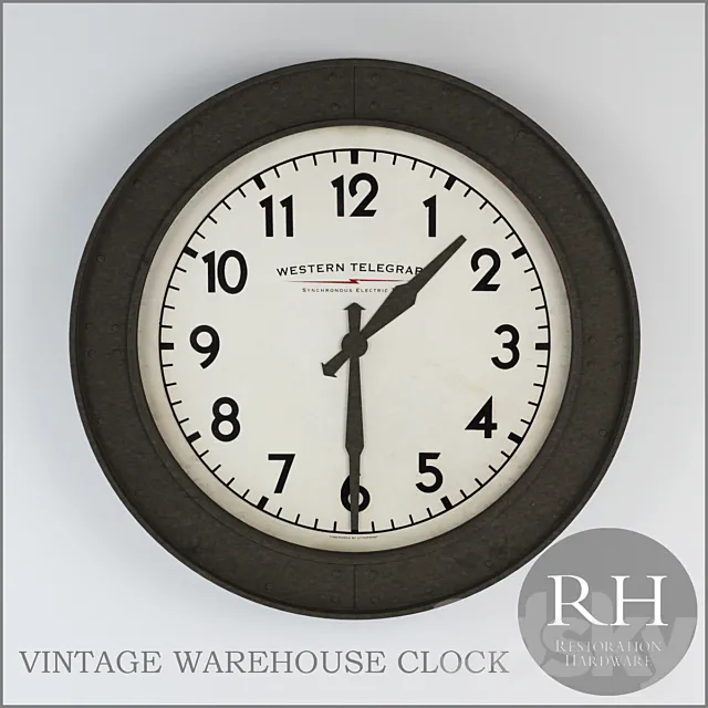 NEW VINTAGE WAREHOUSE CLOCK 3DModel NEW VINTAGE WAREHOUSE CLOCK 3DModel