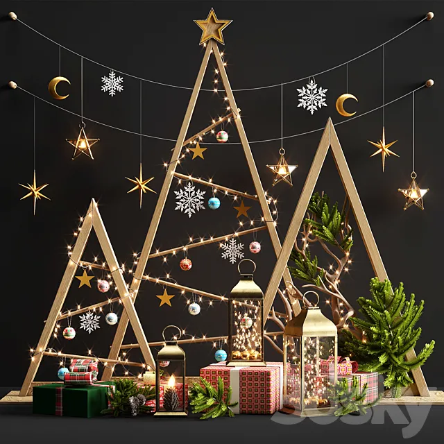 New year decorative set 2 3DModel