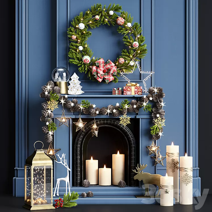 New year decorative set 3 3D Model New year decorative set 3 3D Model