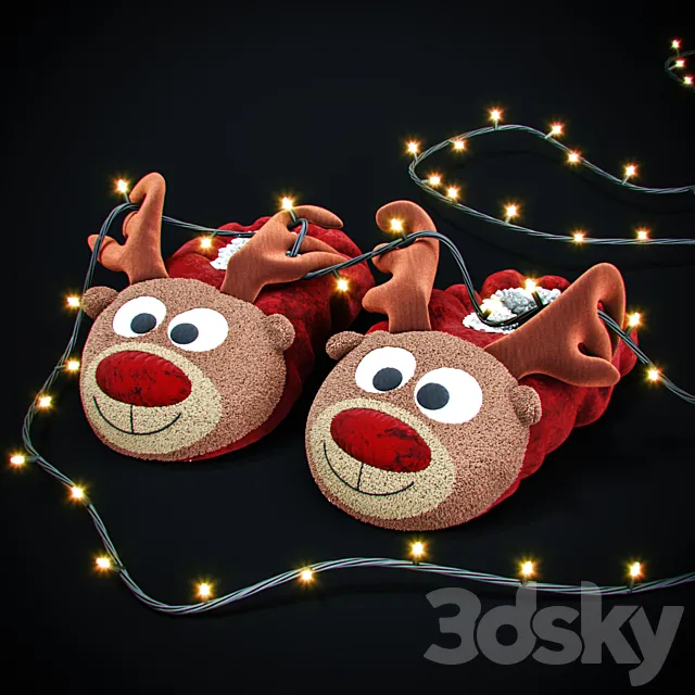New Year’s slippers “Deer of Santa Claus” 3DModel New Year’s slippers “Deer of Santa Claus” 3DModel