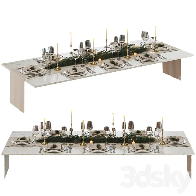 New Year’s table setting 3D Model New Year’s table setting 3D Model