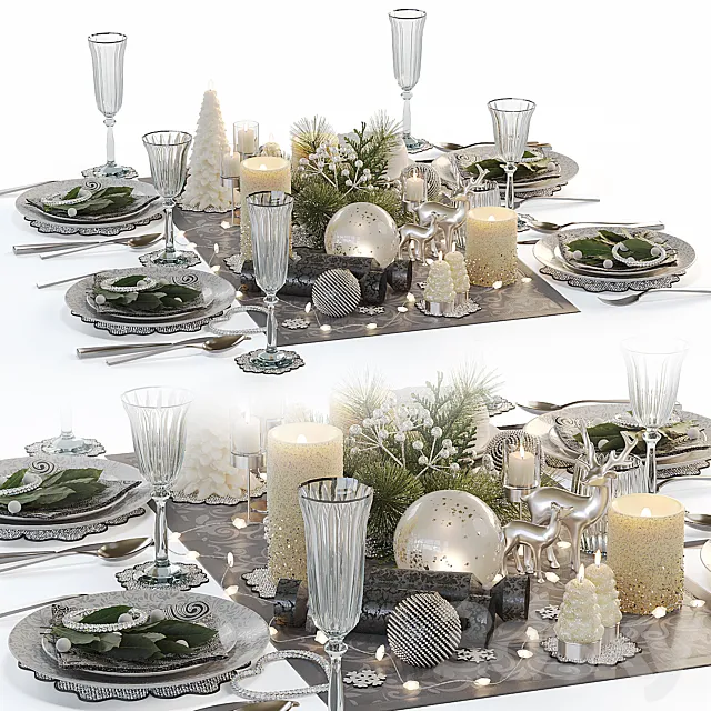 New Year’s table setting 3D Model New Year’s table setting 3D Model