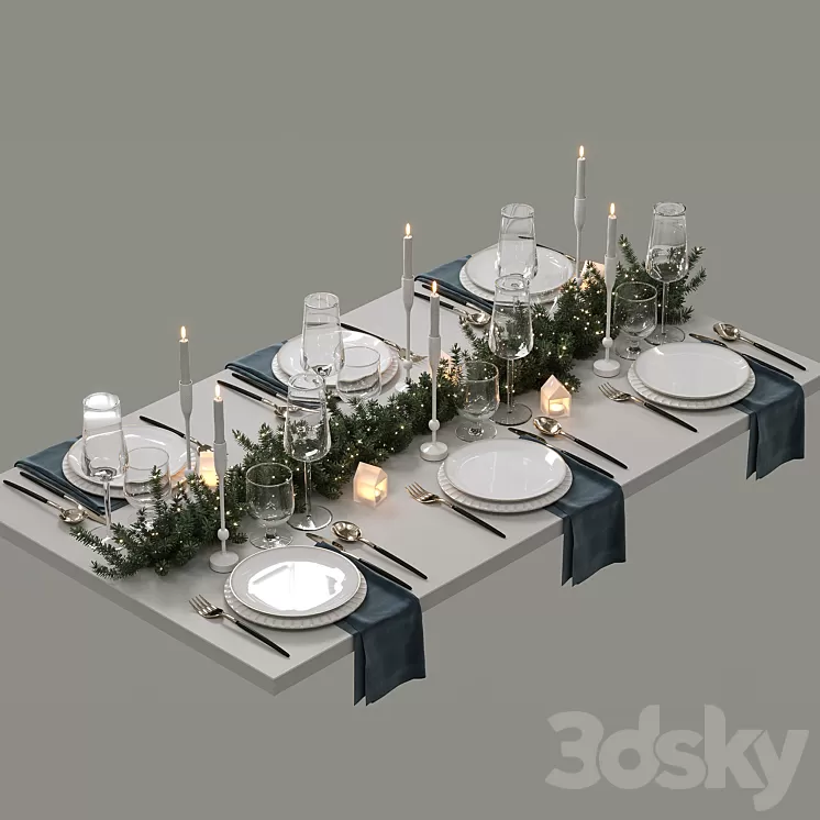 New Year's table setting 3D Model