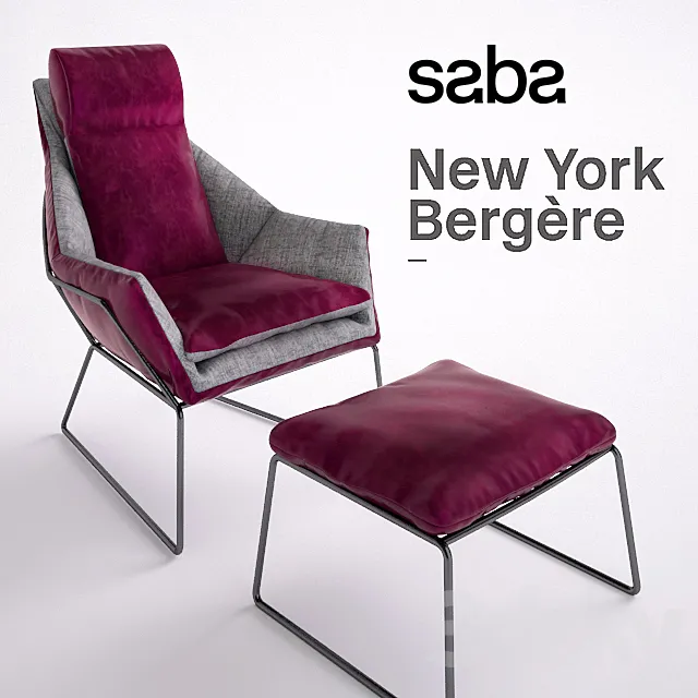 New York Bergere by Saba Italia – Armchair and Pouf 3DModel