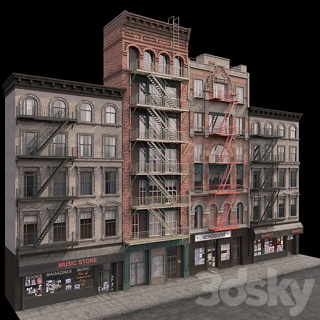 New York Brooklyn buildings fasads 3D Model
