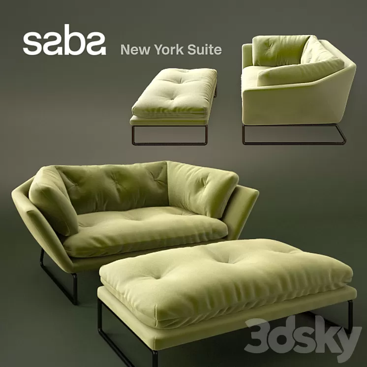 New York Suite by Saba Italia – 1 Seater & Ottoman 3D Model