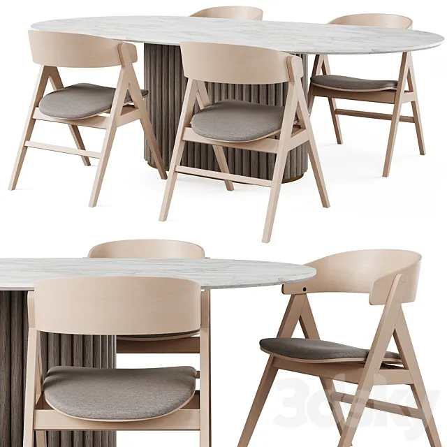 NEWMAN Dining Table and WATERTON Chair 3D Model