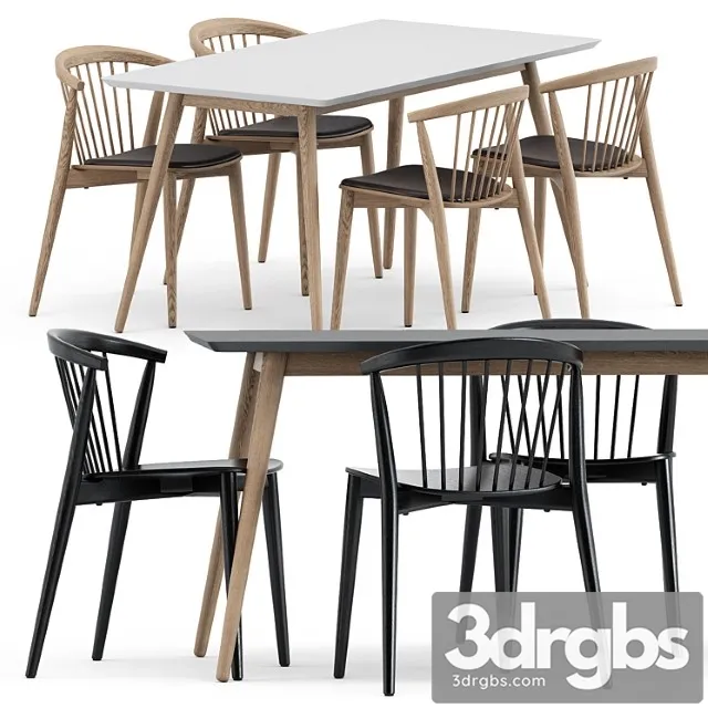 Newood Light Chair by Cappellini and Tell Dining Table by Bloomingville 3D Model Download