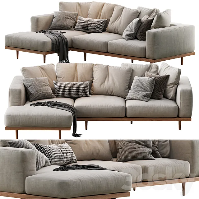 Newport 2-Piece Chaise Sectional 3D Model