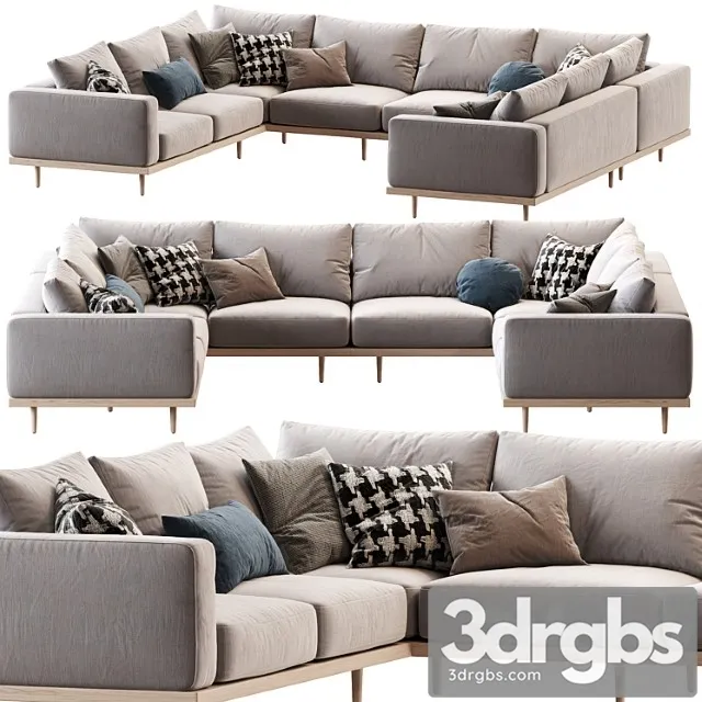 Newport 5 Piece U Shaped Sectional 3D Model Download