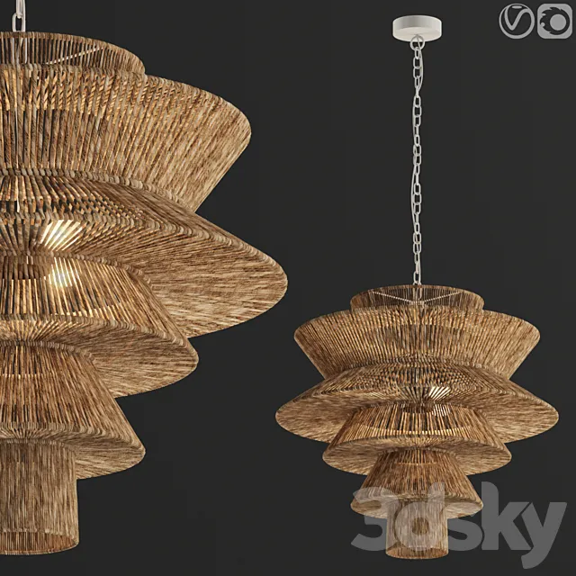 Newport natural chandelier 3D Model