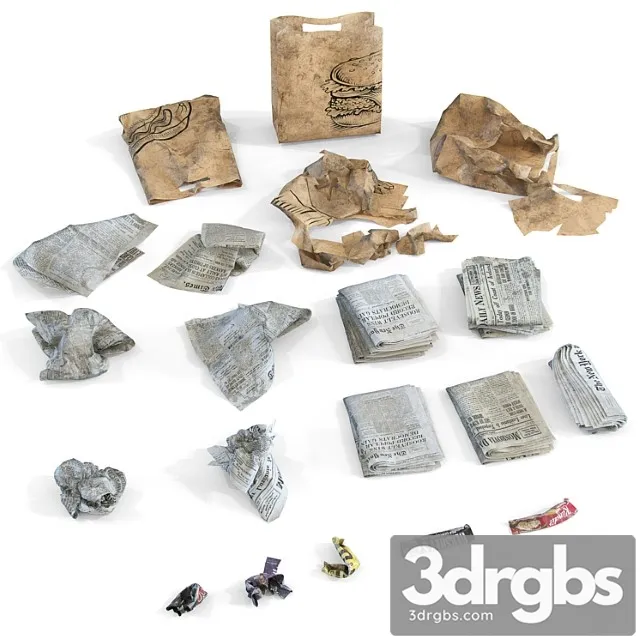 Newspaper Wrappers and Bag 3D Model Download Newspaper Wrappers and Bag 3D Model Download
