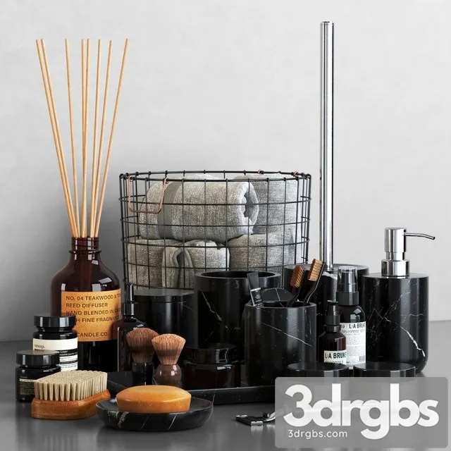 Nexus Black Marble Bathroom Accessories 3D Model Download