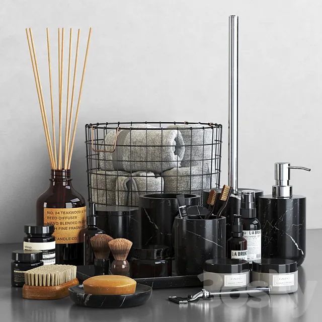 Nexus Black Marble Bathroom Accessories 3D Model Nexus Black Marble Bathroom Accessories 3D Model