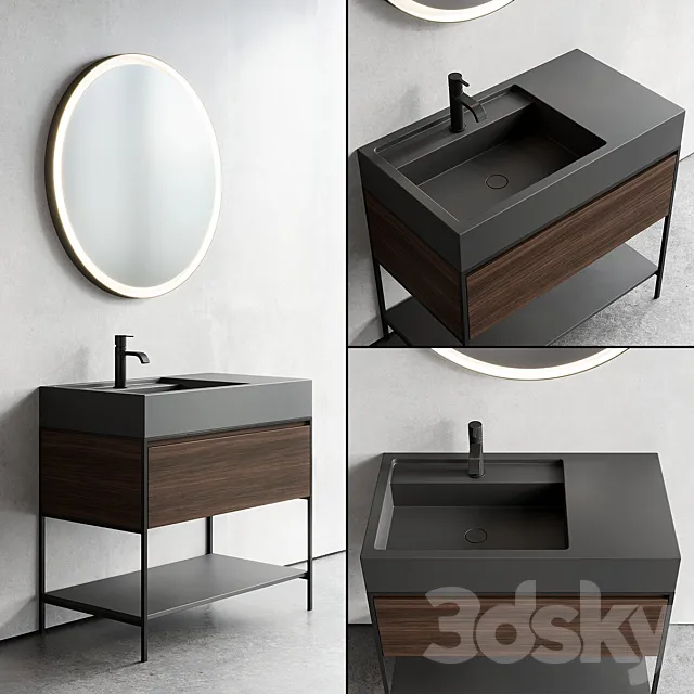 Nic Design Elen 90 Vanity unit Set 2 3D Model