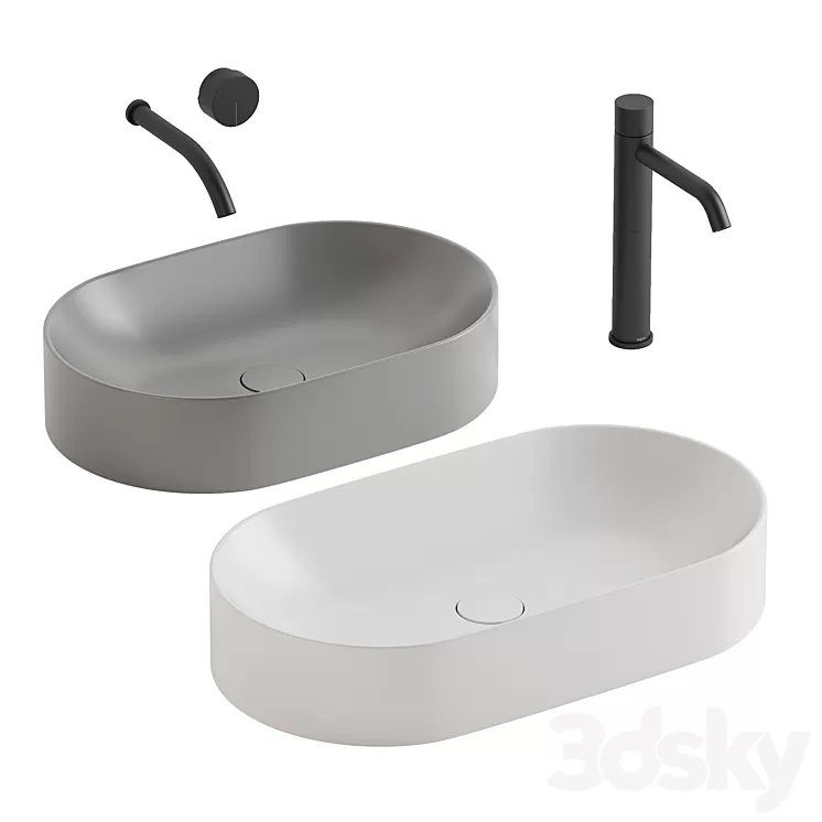Nic Pin washbasins + Falper 3D Model Nic Pin washbasins + Falper 3D Model