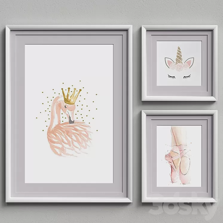 Nice Picture Frames Set 17 3D Model