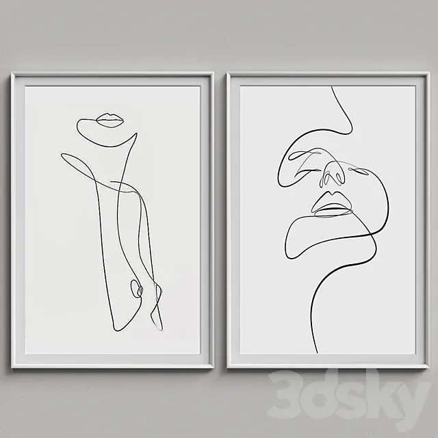 Nice Picture Frames Set 170 3D Model