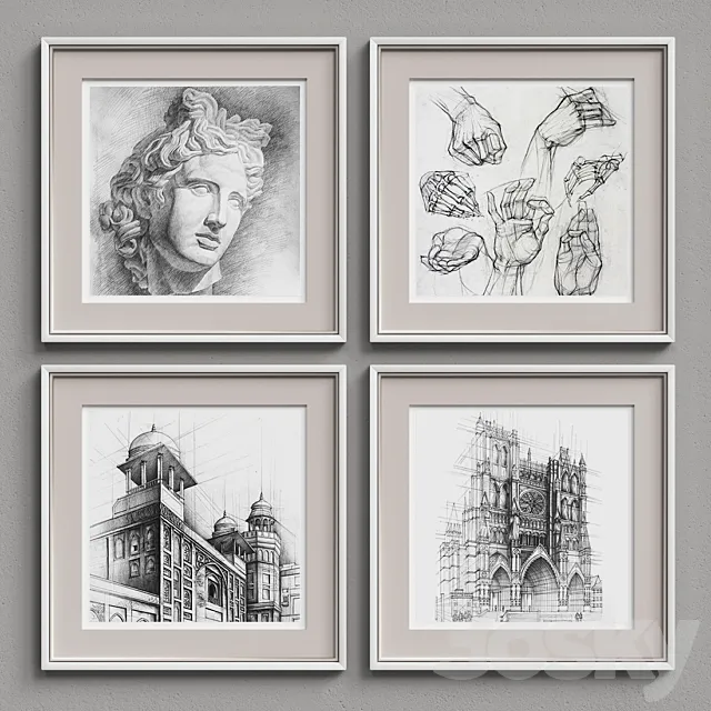 Nice Picture Frames Set 233 3D Model