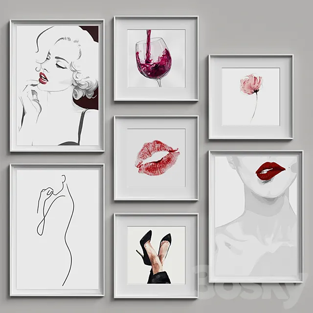 Nice Picture Frames Set 51 3D Model