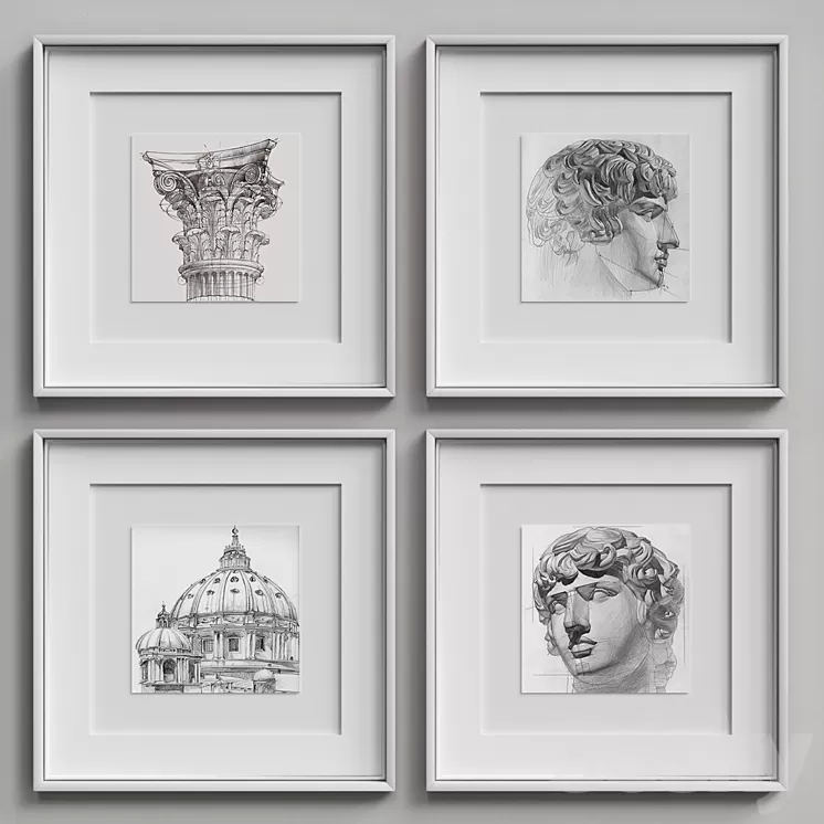 Nice Picture Frames Set 7 3D Model