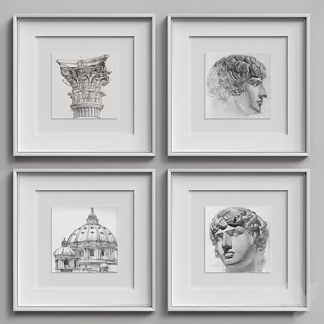 Nice Picture Frames Set 7 3DModel