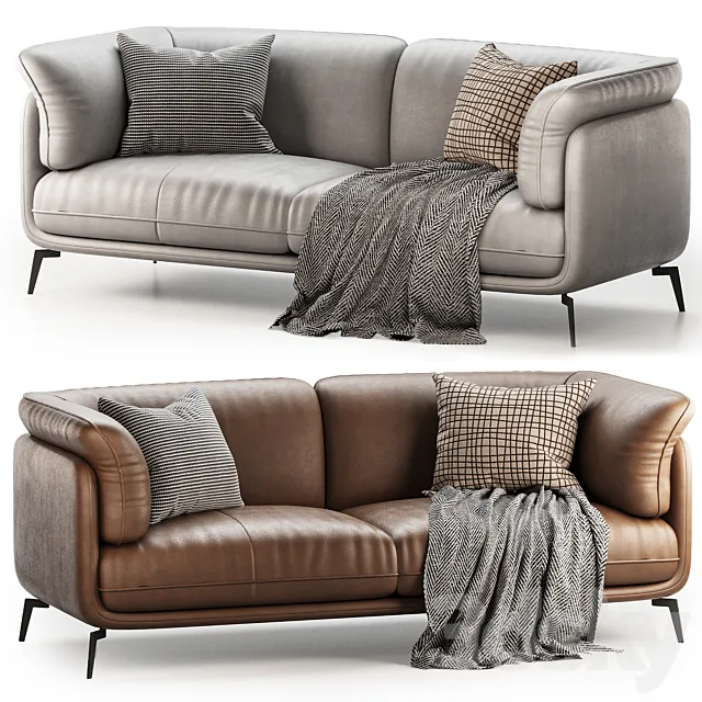 Nico Modern Leather Sofa 3D Model