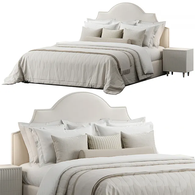 Nicolette Upholstered Headboard Bed 3D Model