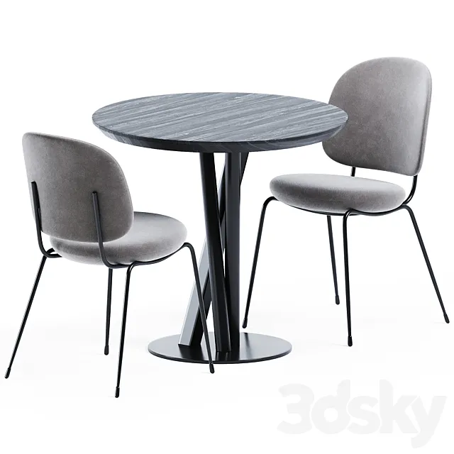 Niels Table D80 by TrabA & Industry Dining Chair by Stellar Works 3D Model