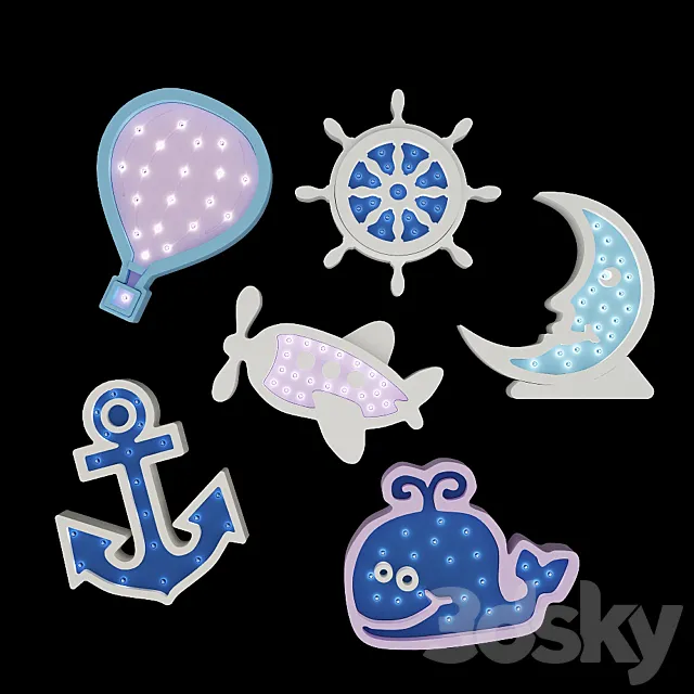 Night Lights Dim Dom Shop 3DModel Night Lights Dim Dom Shop 3DModel