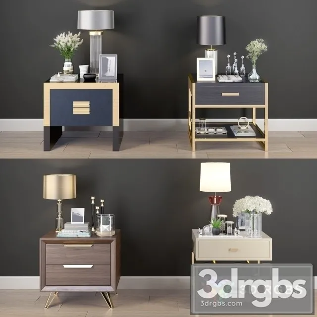 Nightstand Decorative Set 01 3D Model Download