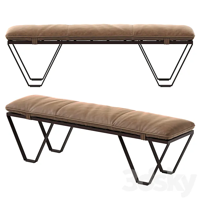 Nik Leather Bench 3D Model Nik Leather Bench 3D Model